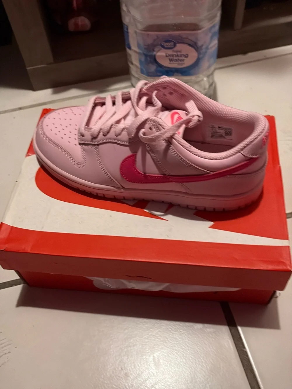 Nike Pink Low-Top Sneaker with Hot Pink Swoosh